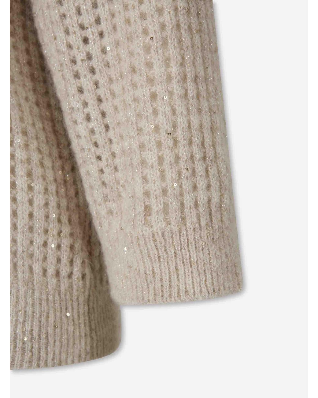 Peserico Natural Openwork Sequin Sweater