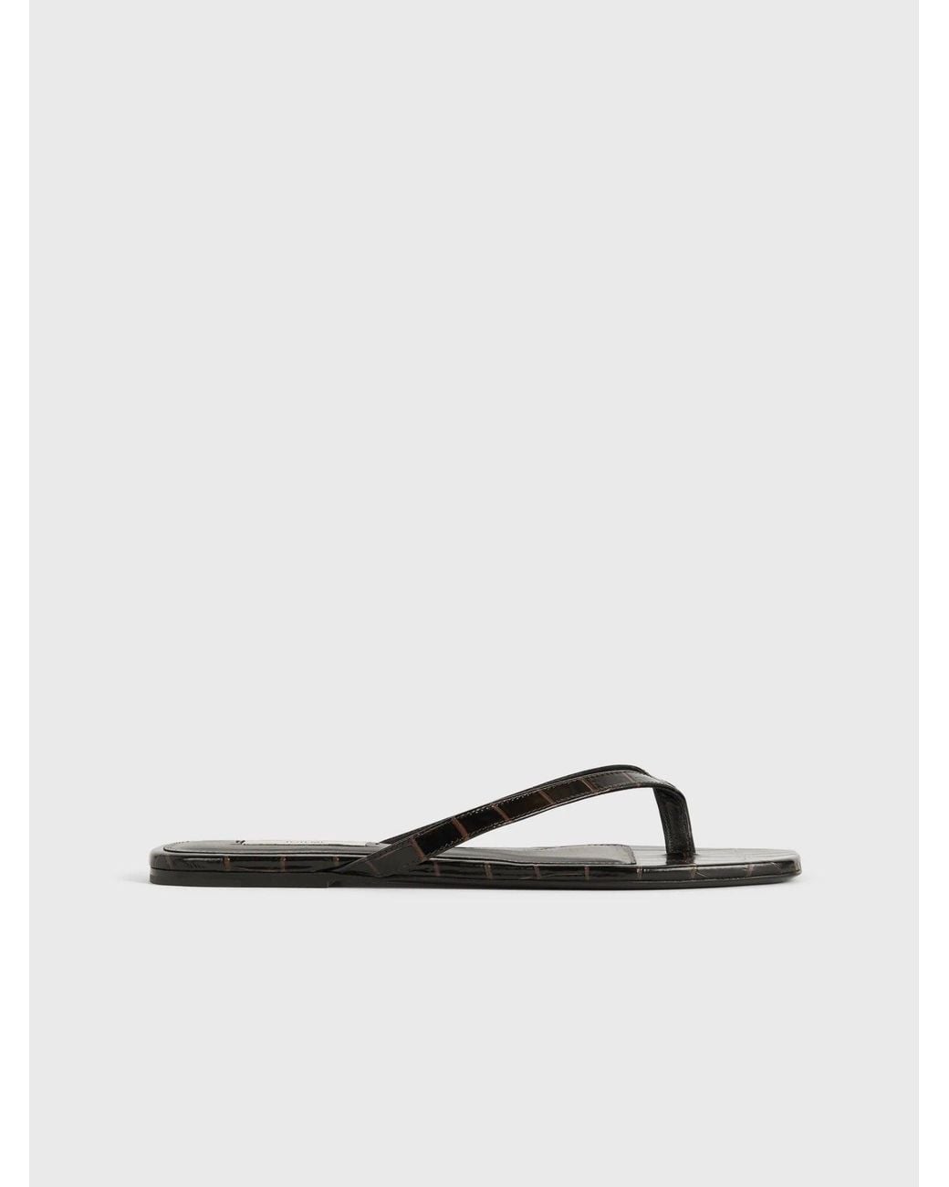 Totême White Croco-Embossed Flip Flops