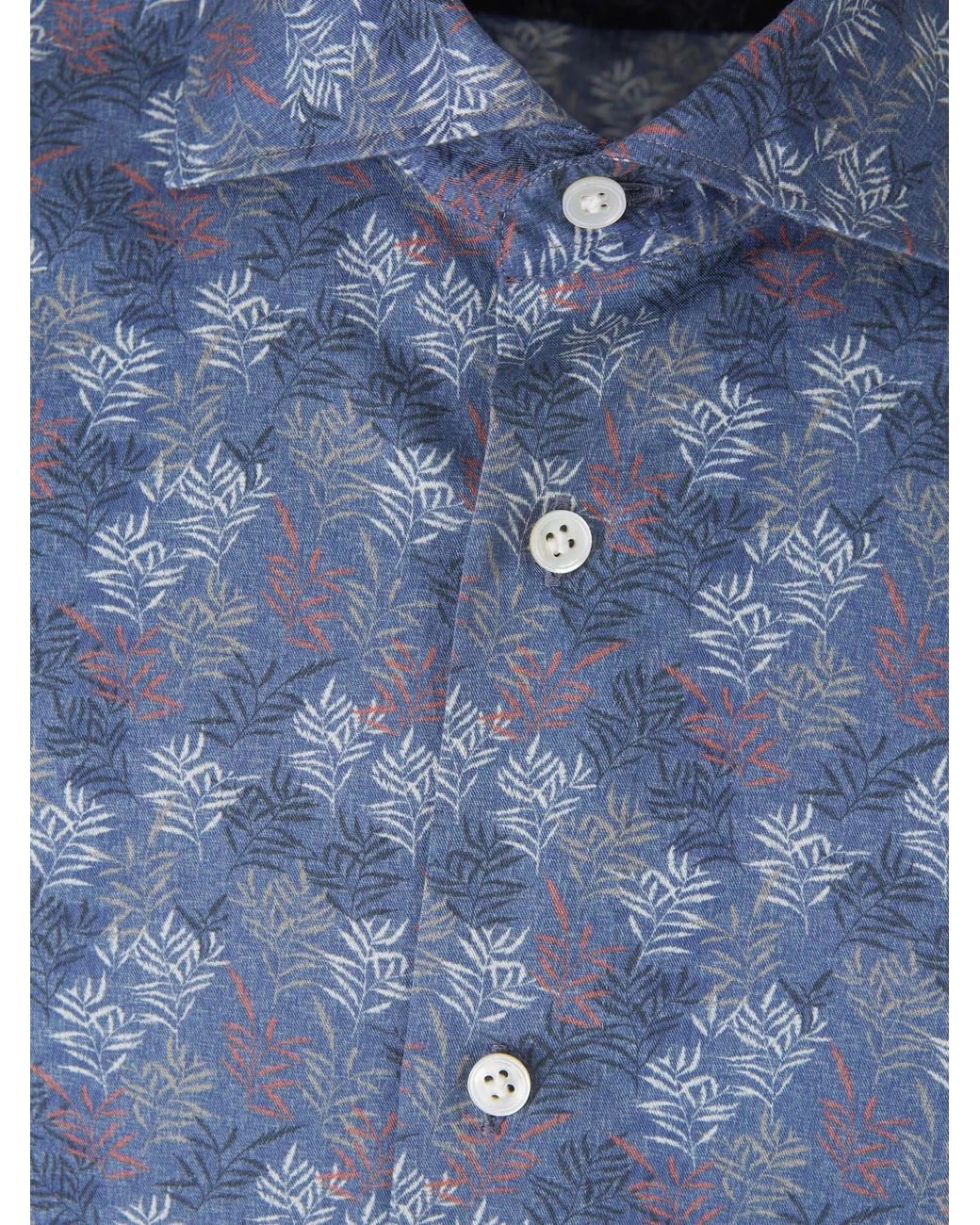 Vincenzo Di Ruggiero Blue Printed Cotton Shirt for men