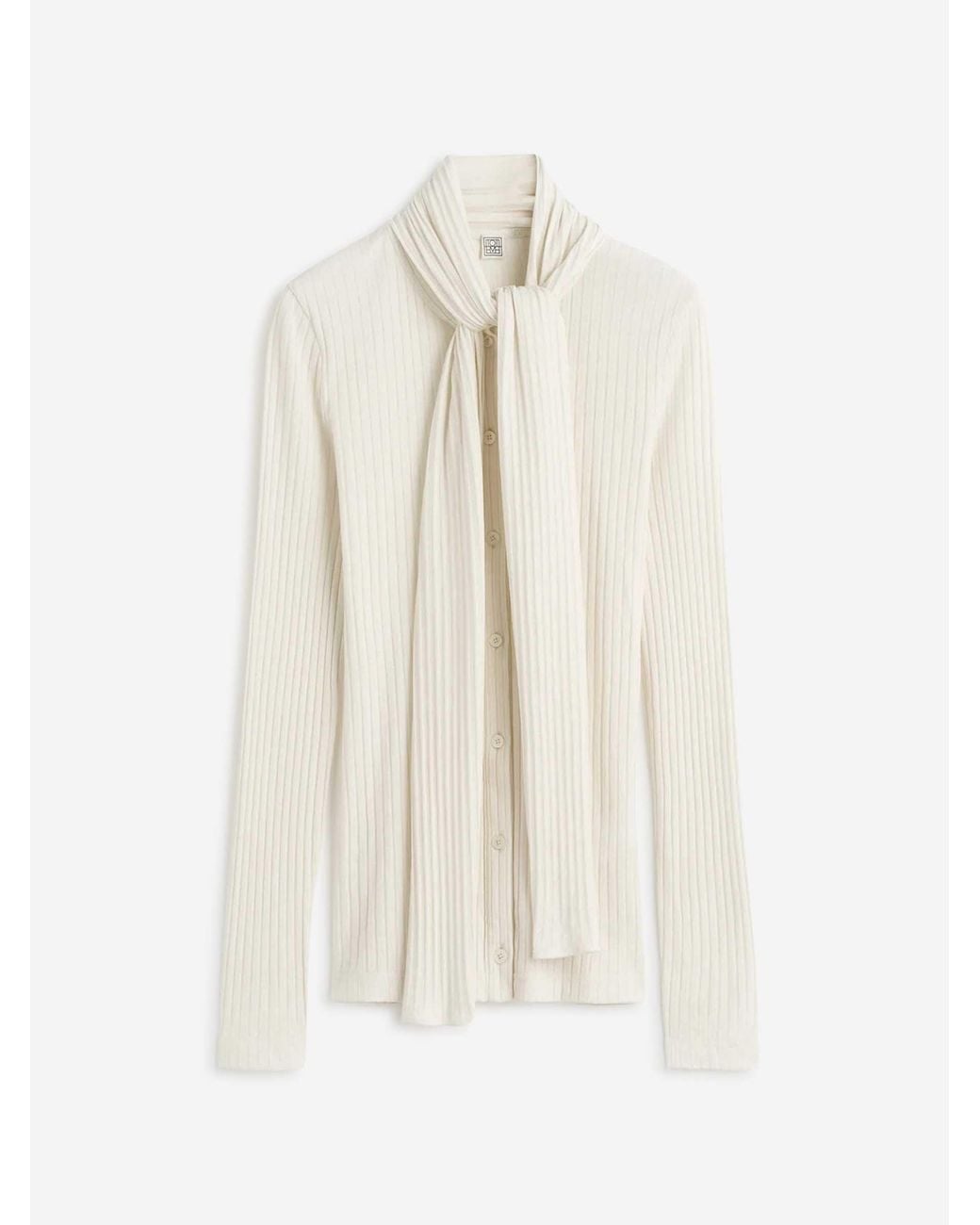 Totême White Knit Blouse With Bow