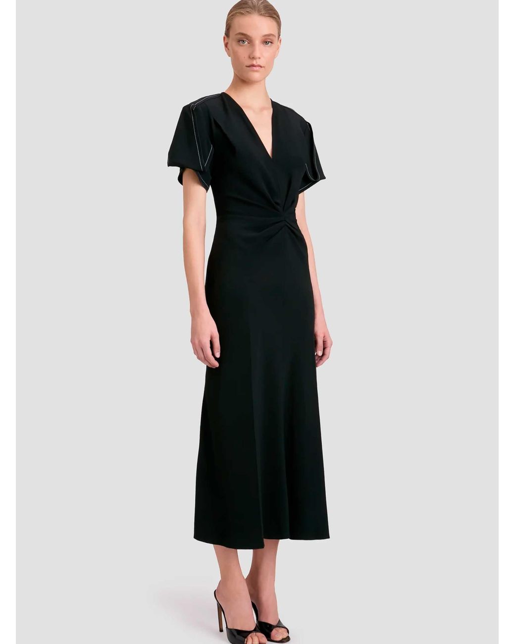 Victoria Beckham Black Crepe Midi Dress