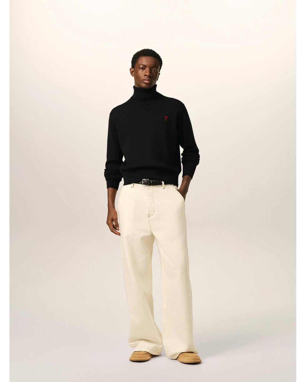 AMI Black Turtleneck Sweater for men