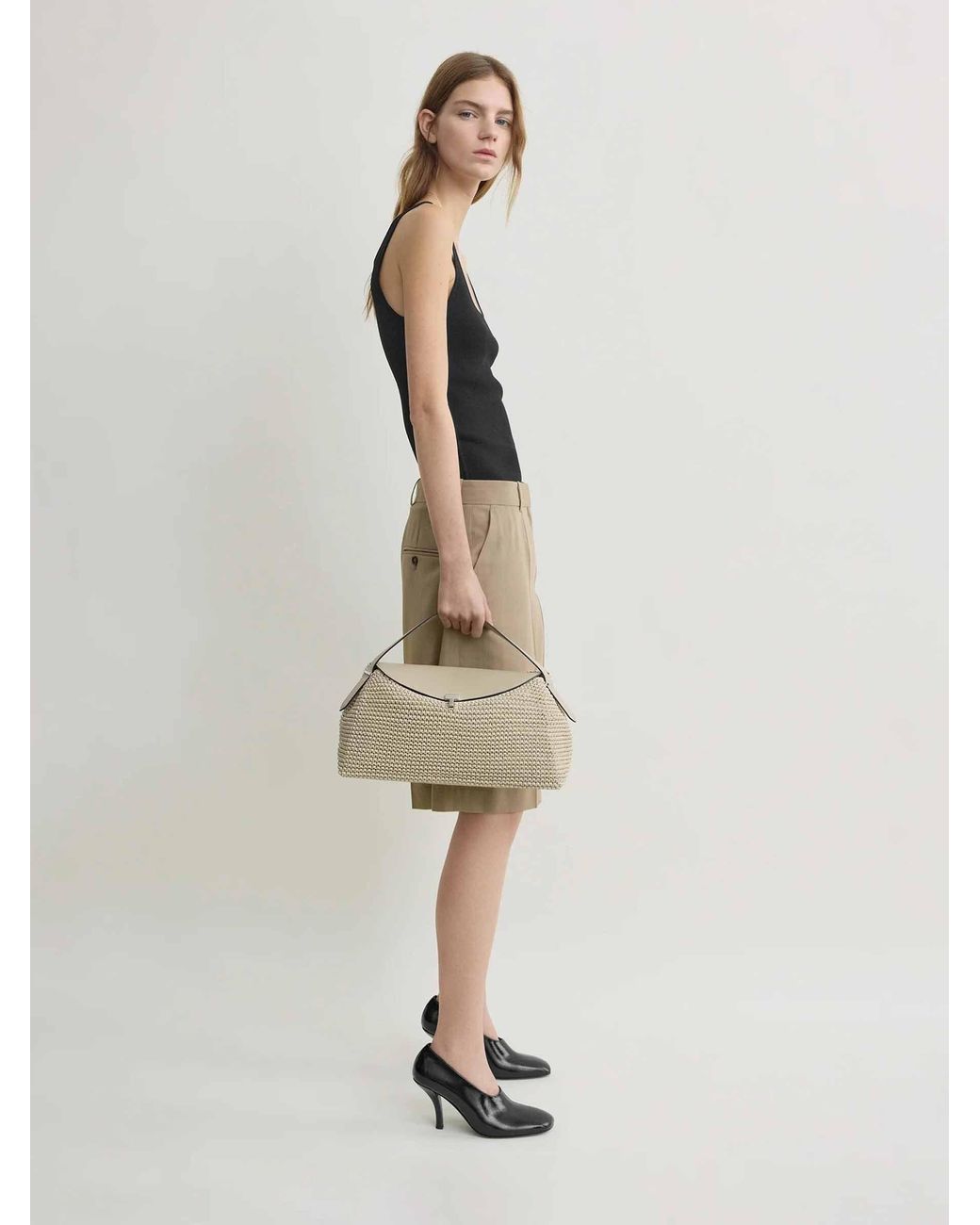 Totême Natural Braided T-Lock Bag