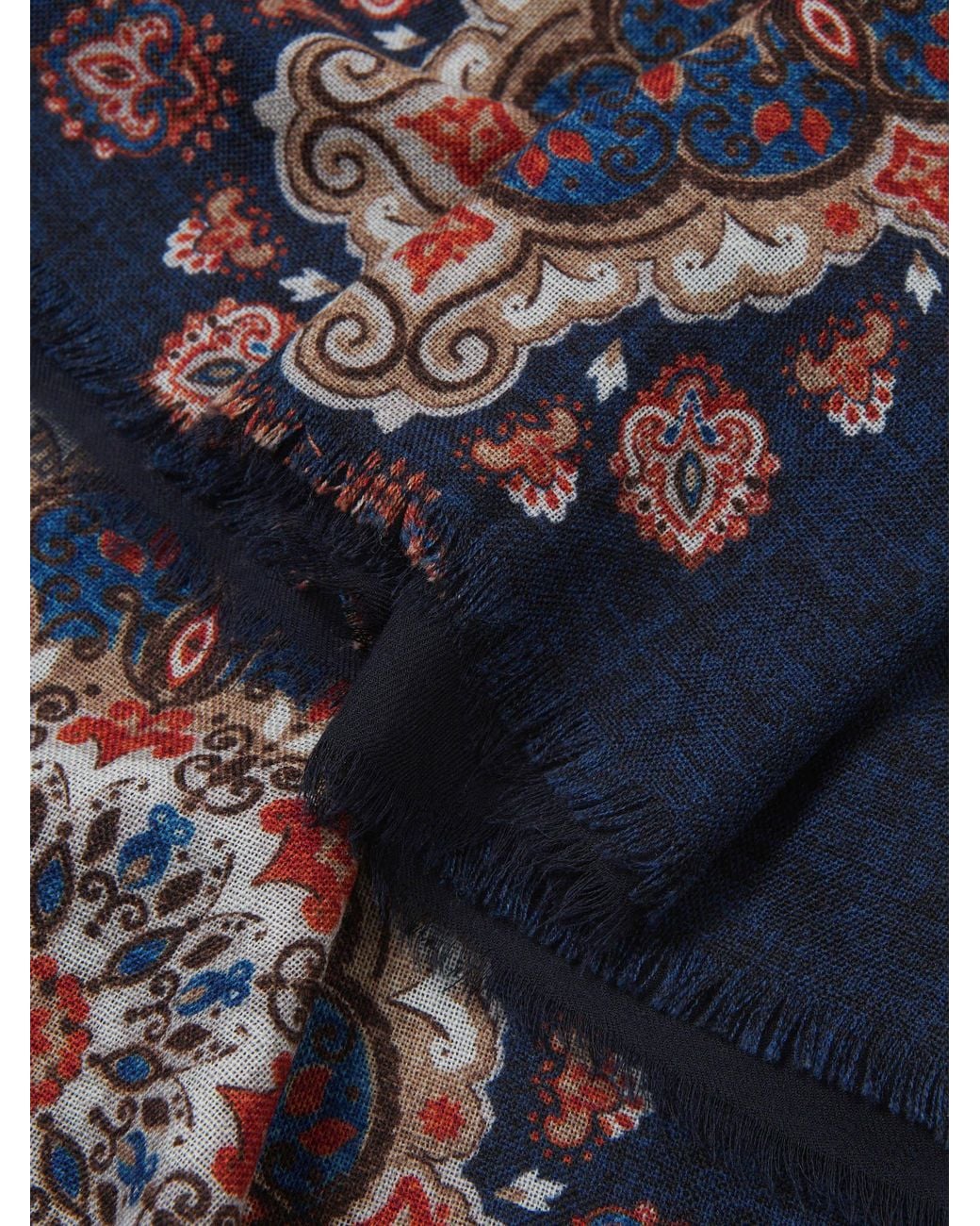 Santa Eulalia Blue Printed Wool Scarf for men