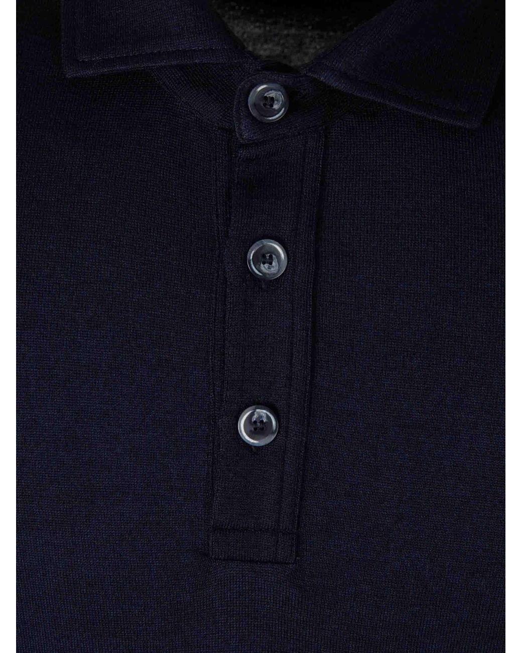 Santa Eulalia Blue Fine Merino Wool Polo Shirt for men