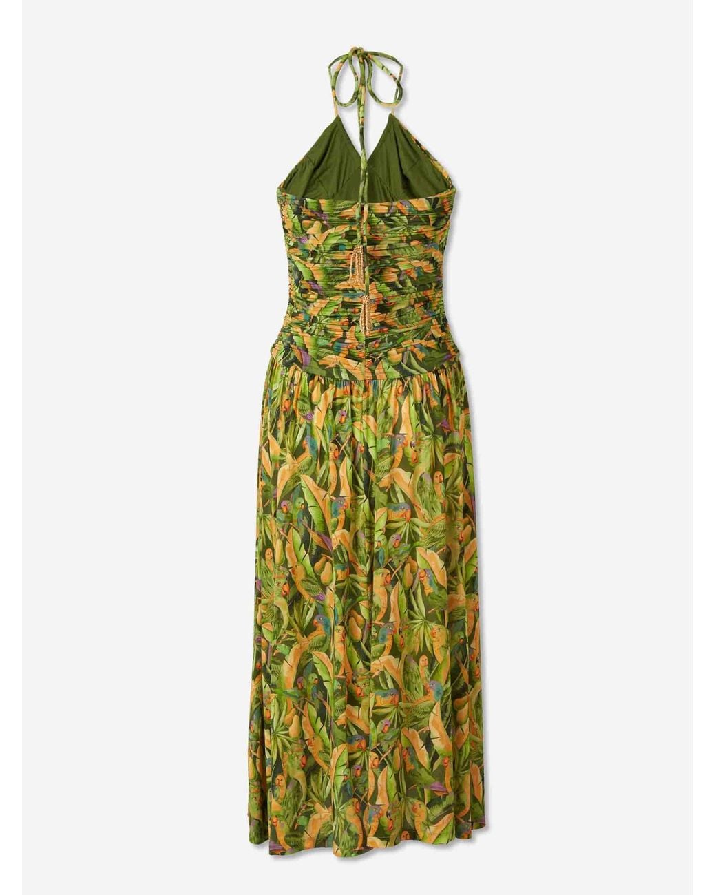 Farm Rio Green Tropical Ruched Dress