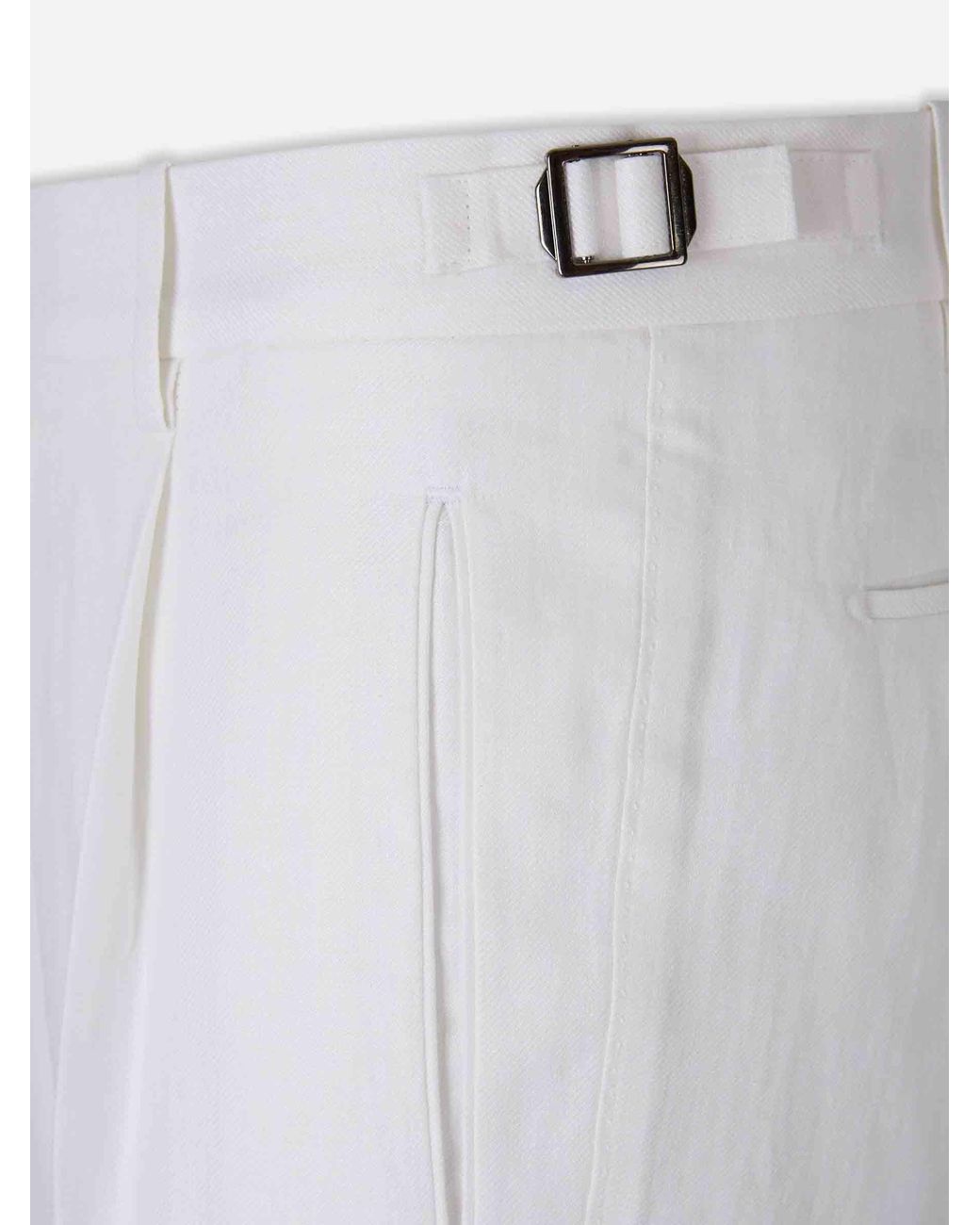 Berwich White Linen Chino Trousers for men