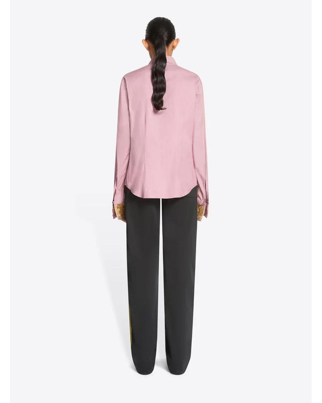 Dries Van Noten Pink Shirt With Embroidered Cuffs