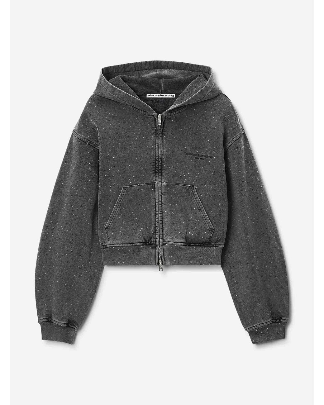 Alexander Wang Gray Crystal Hotfix Sweatshirt
