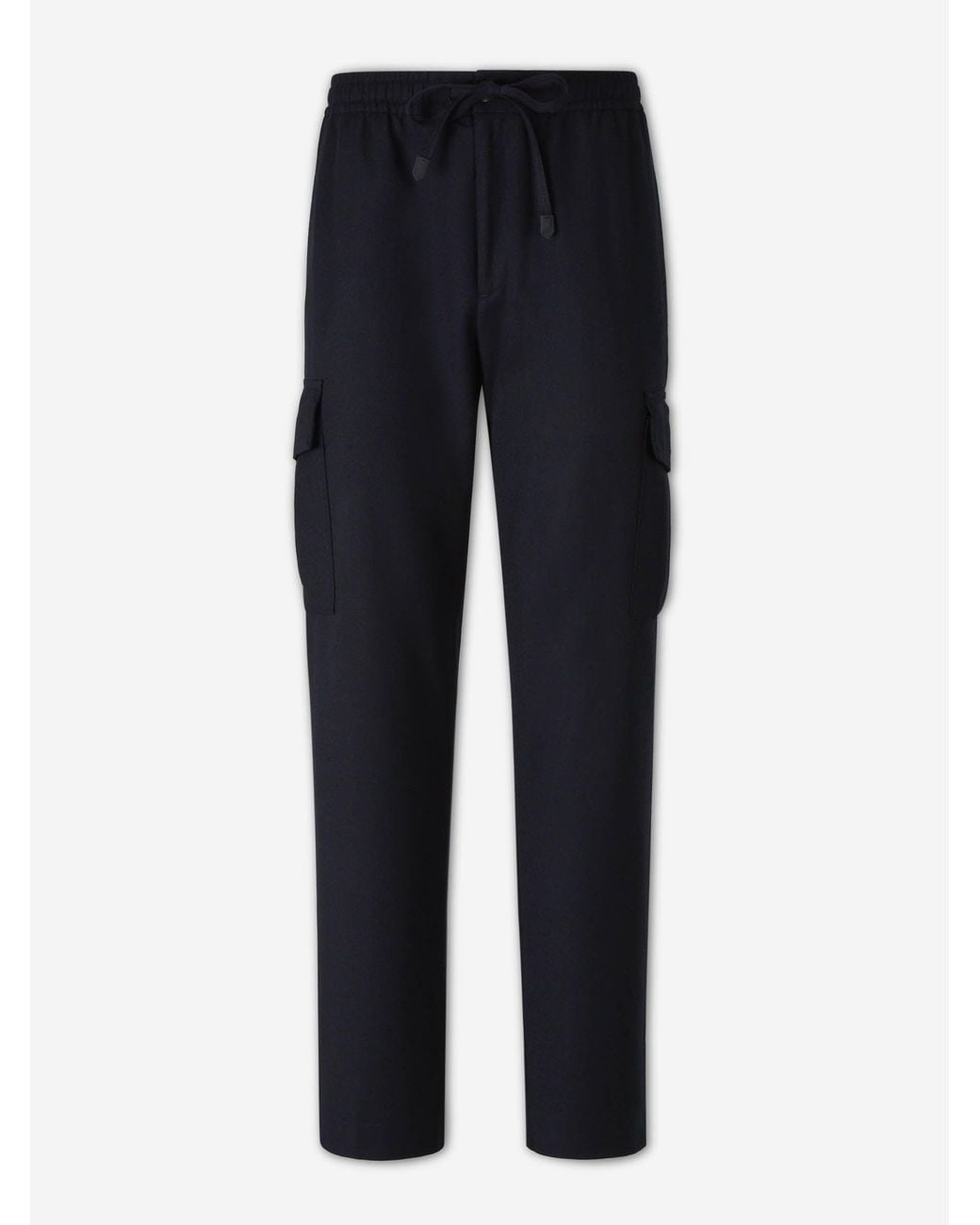 Canali Blue Straight Wool Trousers for men