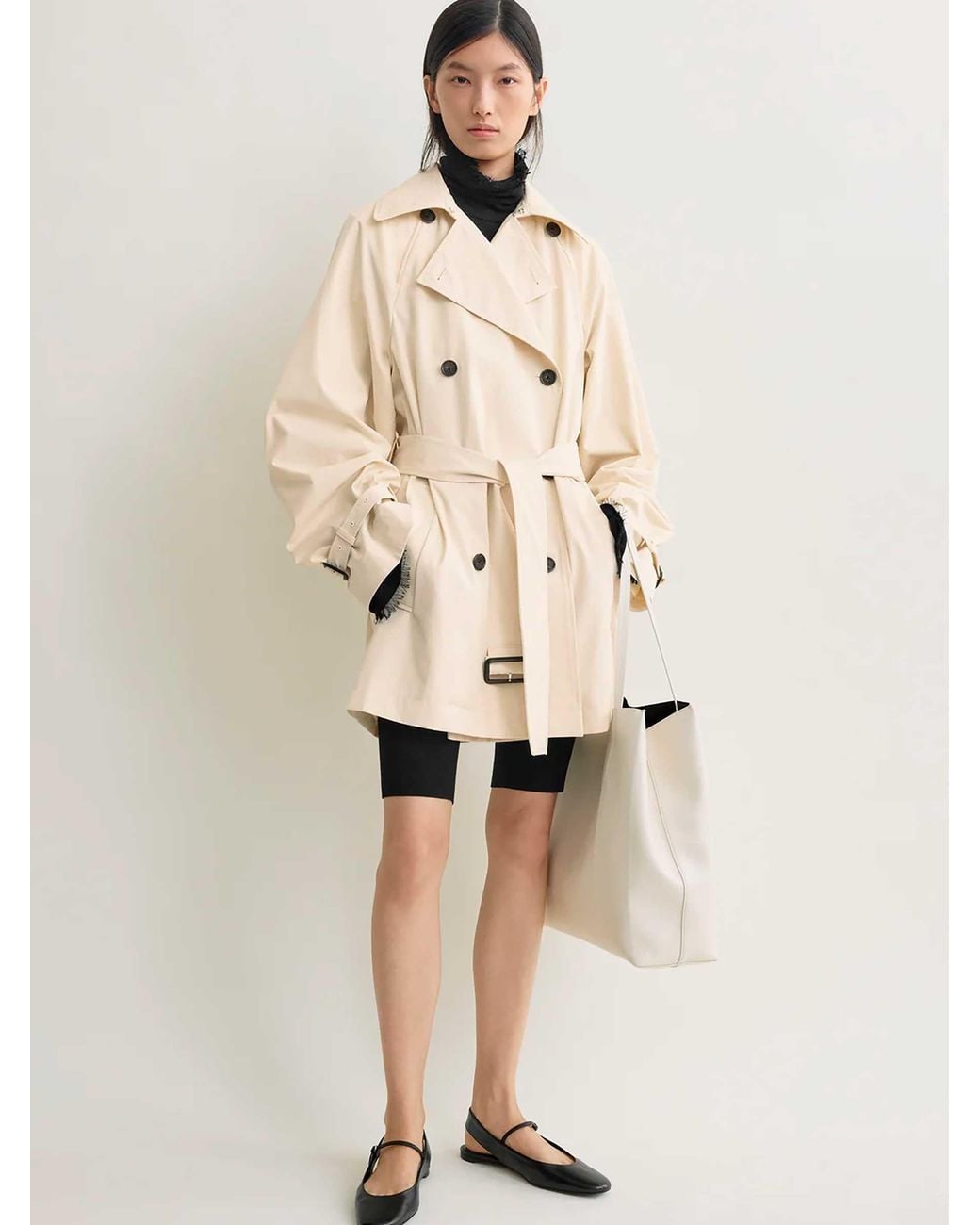 Totême Natural Cotton Crossover Trench Coat