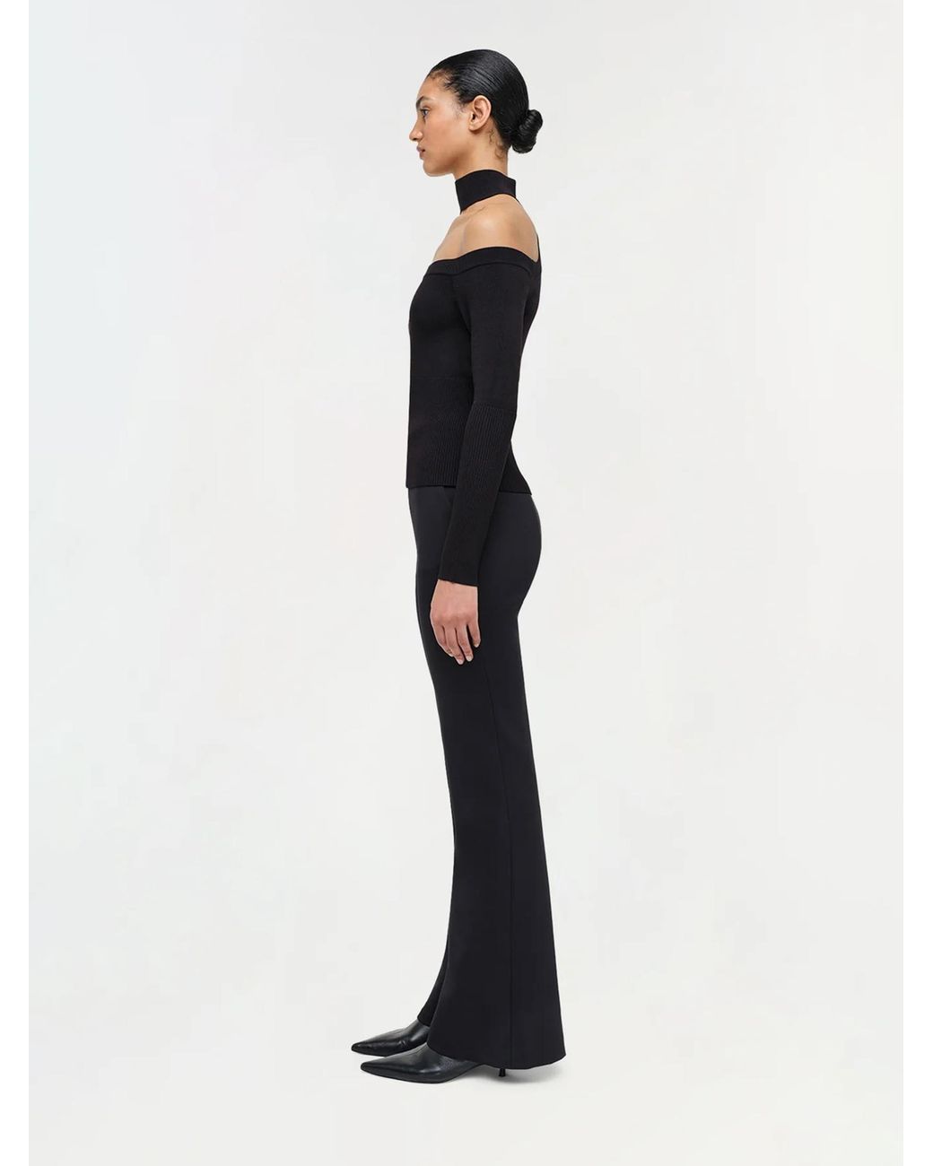 Jonathan Simkhai Black Lilac Off-Shoulder Top