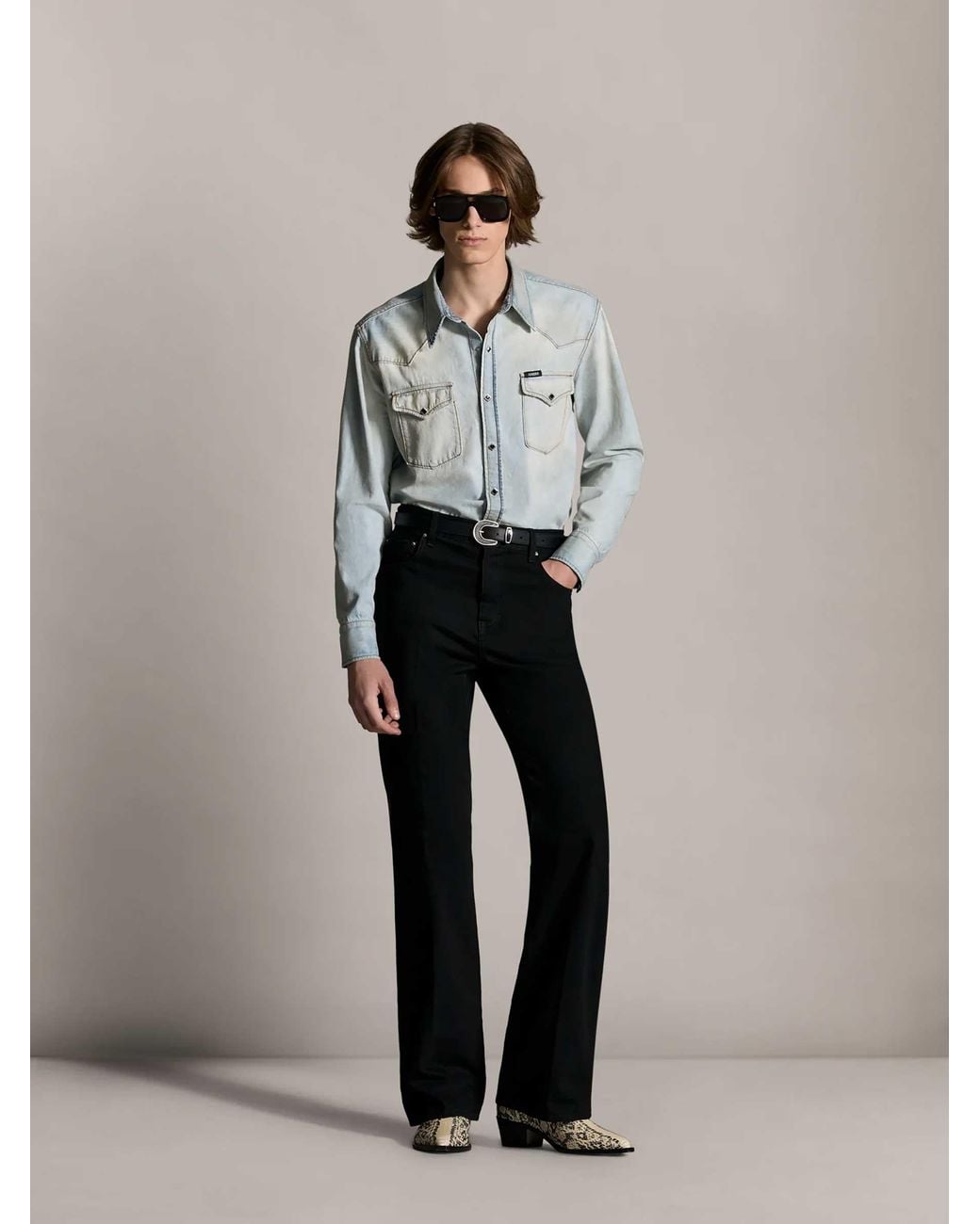Amiri Blue Western Denim Shirt for men