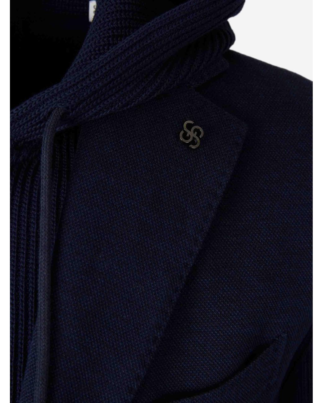 Gran Sasso Blue Blazer Hooded Knit for men