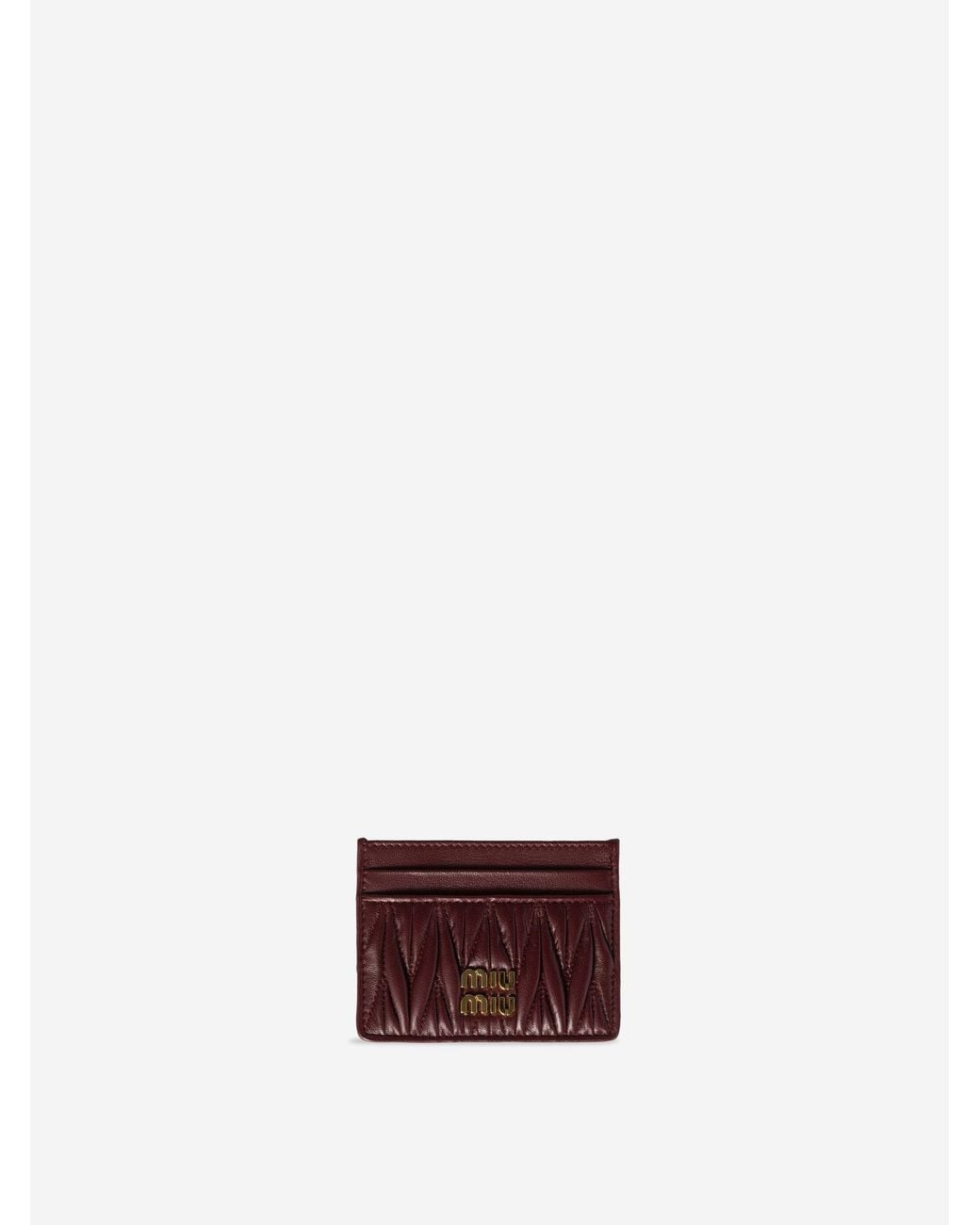 Miu Miu White Quilted Matelassé Card Holder