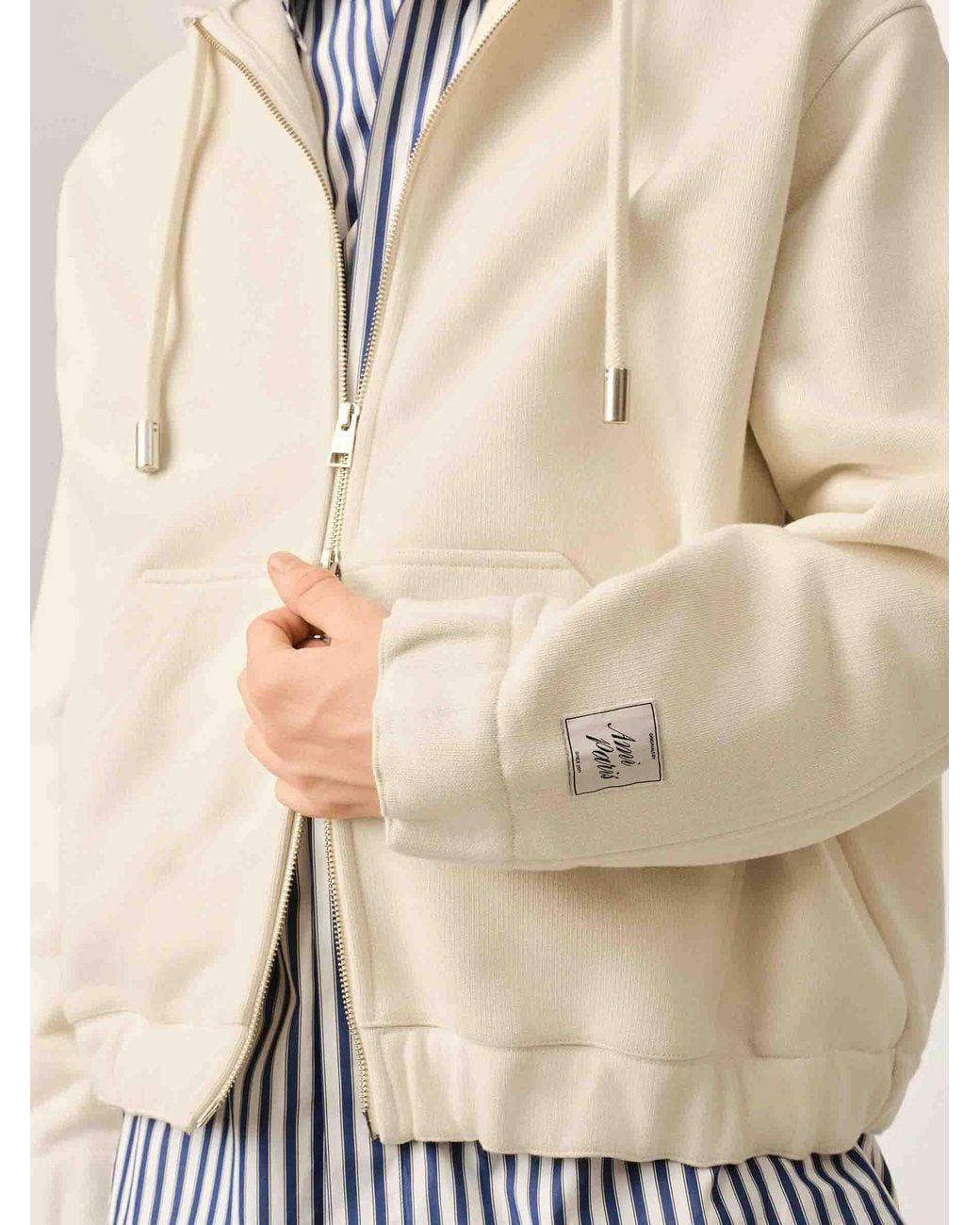 AMI Natural Zip-Up Hoodie for men