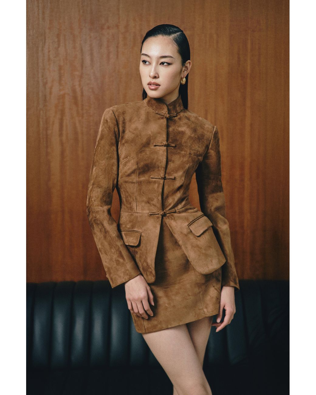 SAU LEE Multicolor Tilda Suede Skirt