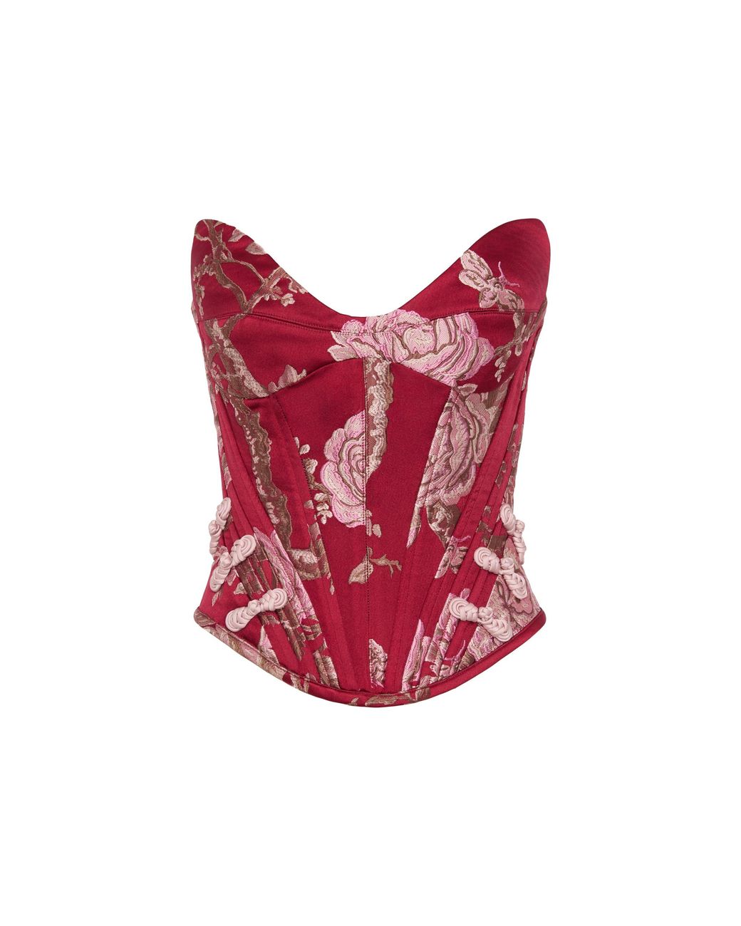 SAU LEE Red Nico Brocade Top