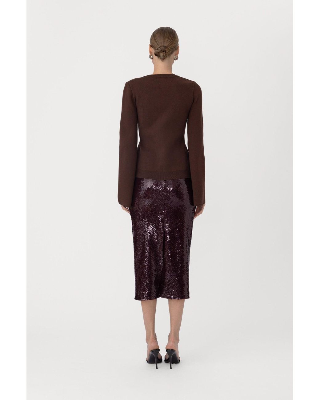 SAU LEE Brown Clover Knit Cardigan