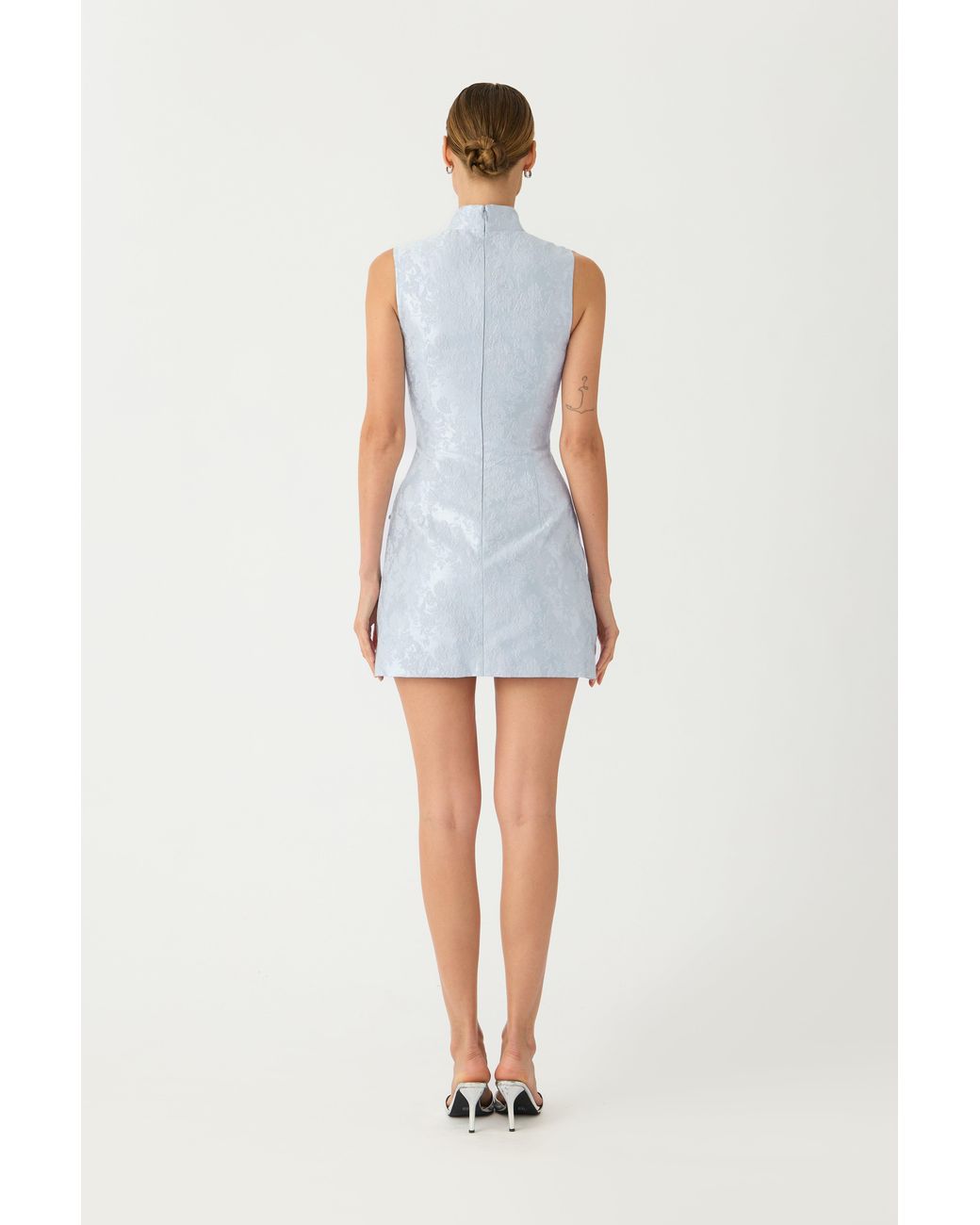 SAU LEE White Ines Brocade Mini Dress