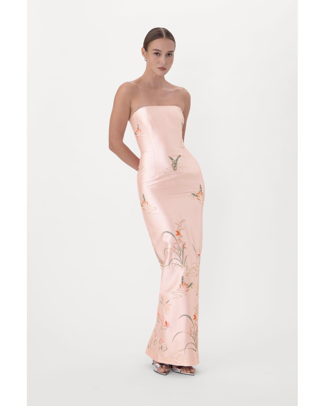 SAU LEE Blue Ilsa Satin Gown