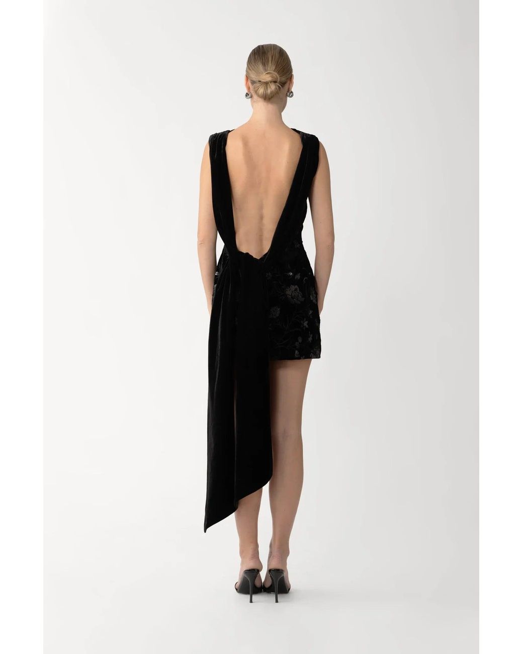 SAU LEE Black Winter Velvet Mini Dress