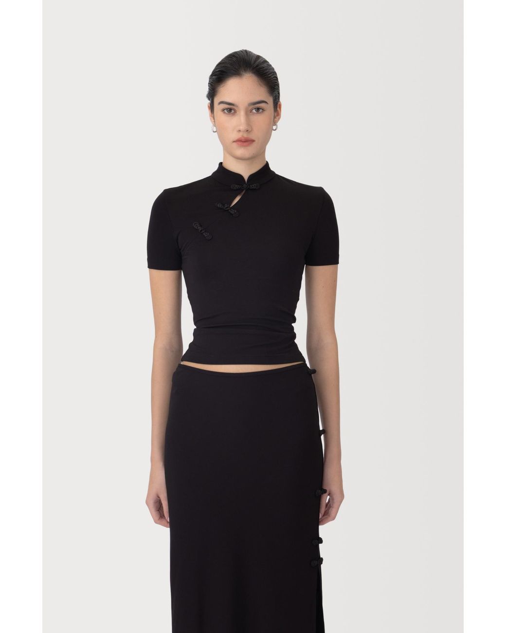 SAU LEE Black Timo Jersey Top