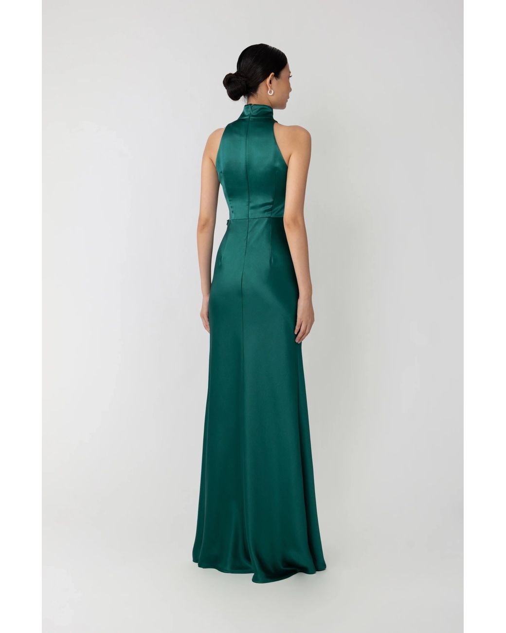 SAU LEE Green Phoebe Satin Gown