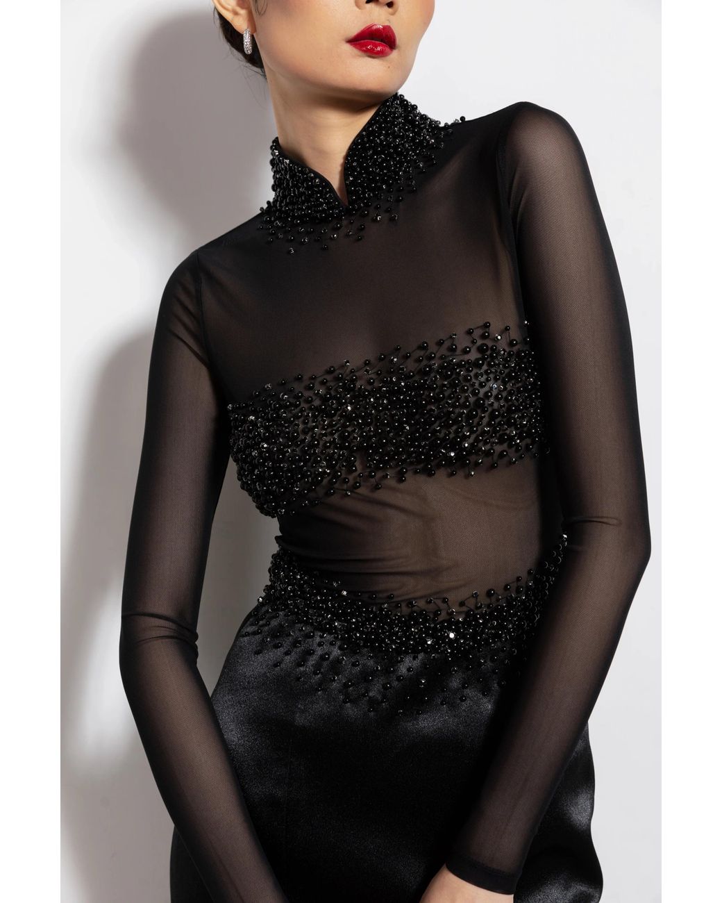 SAU LEE Black Po Gown