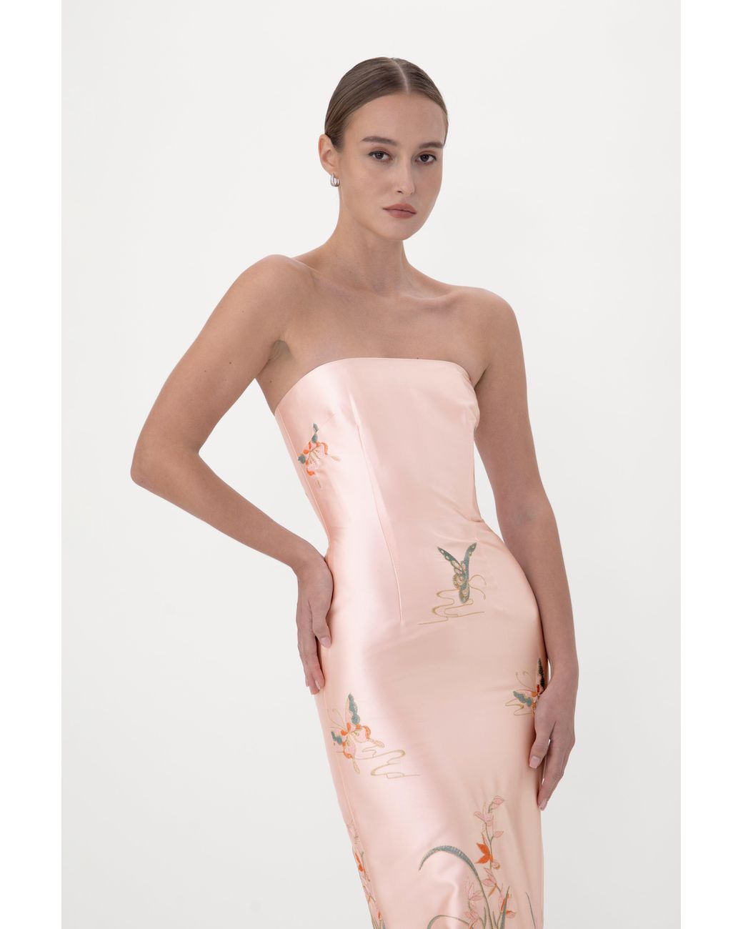 SAU LEE Blue Ilsa Satin Gown