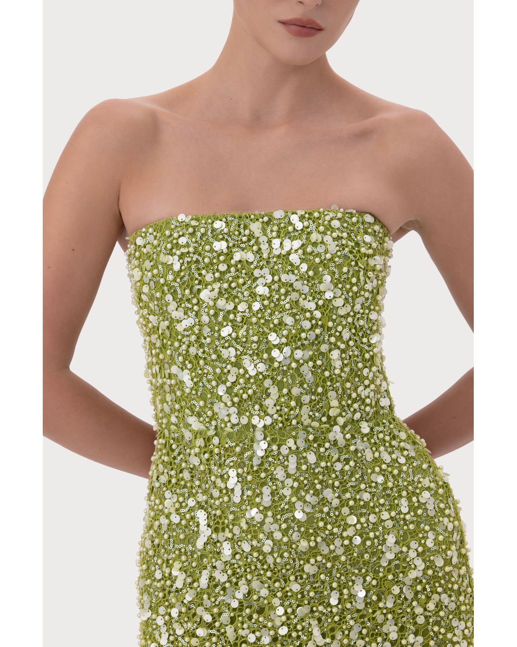 SAU LEE Blue Courtney Beaded Dress