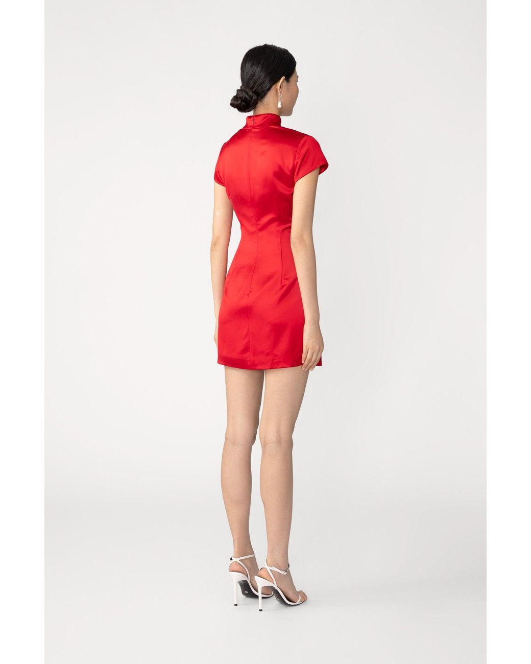 SAU LEE Red Tina Satin Mini Dress