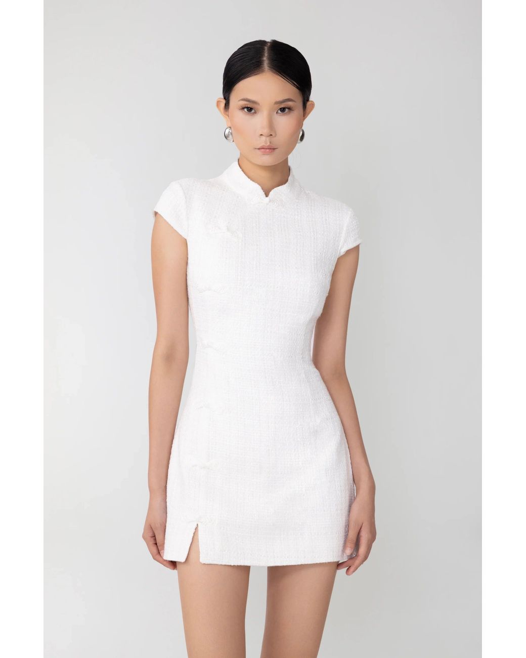 SAU LEE White Natasha Tweed Mini Dress