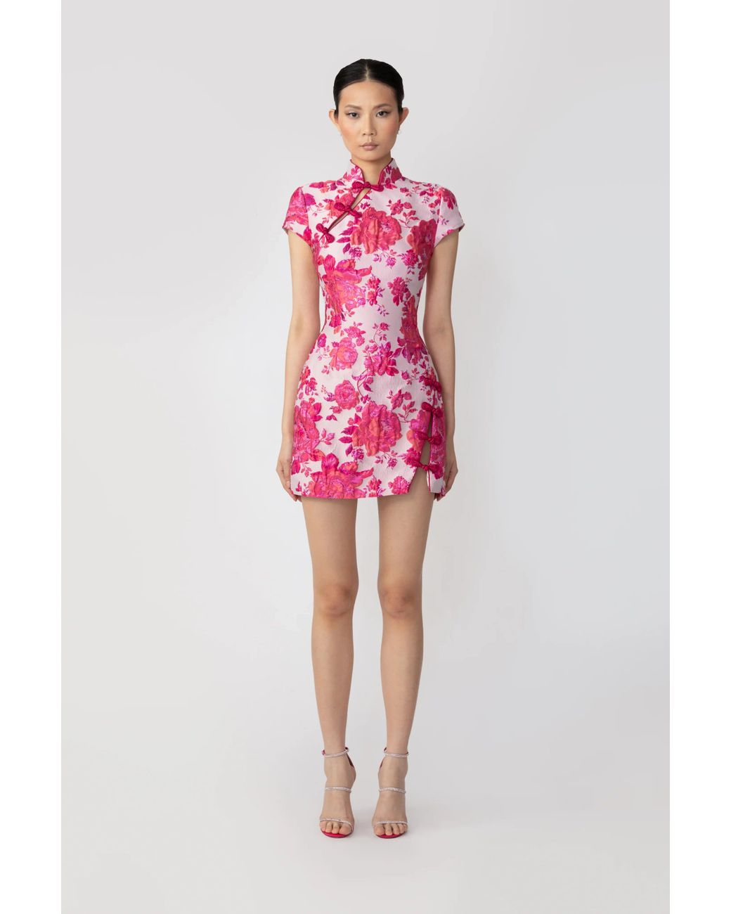 SAU LEE Pink Jada Jacquard Mini Dress