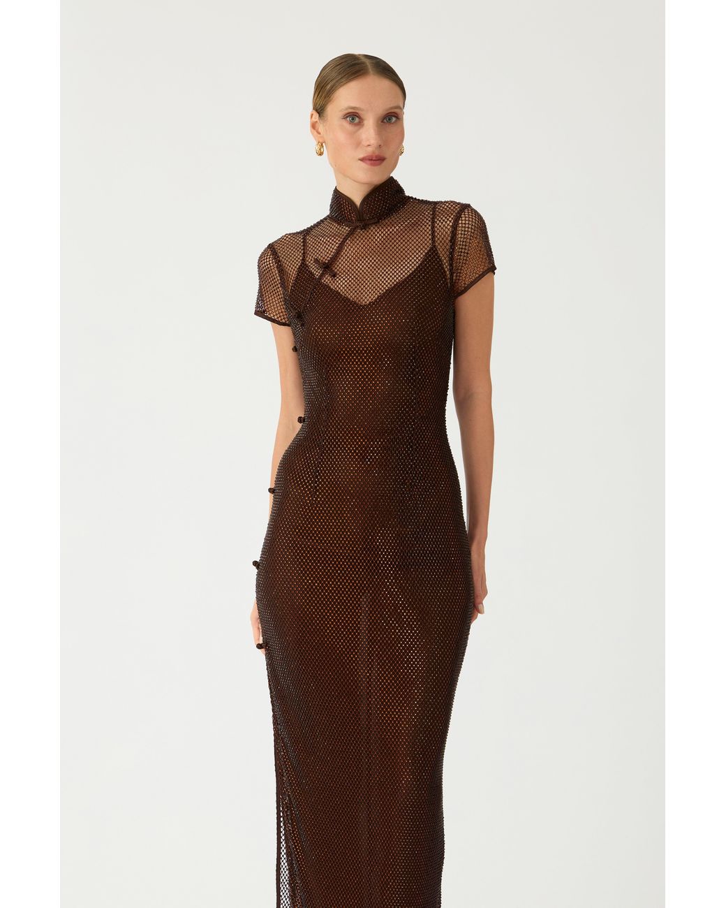 SAU LEE Brown Ming Crystal Dress