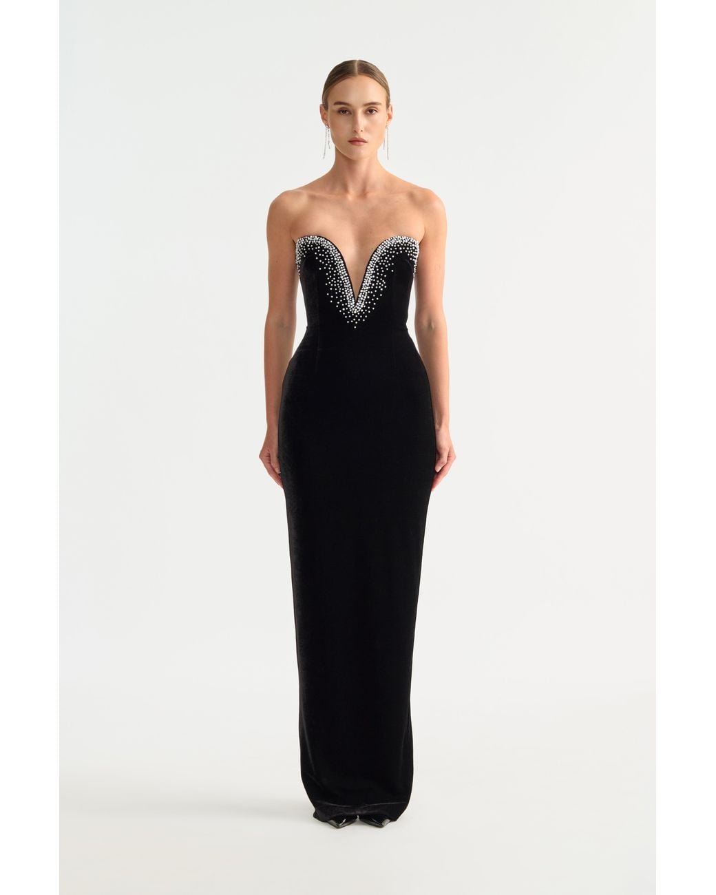 SAU LEE Black Lavinia Velvet Gown