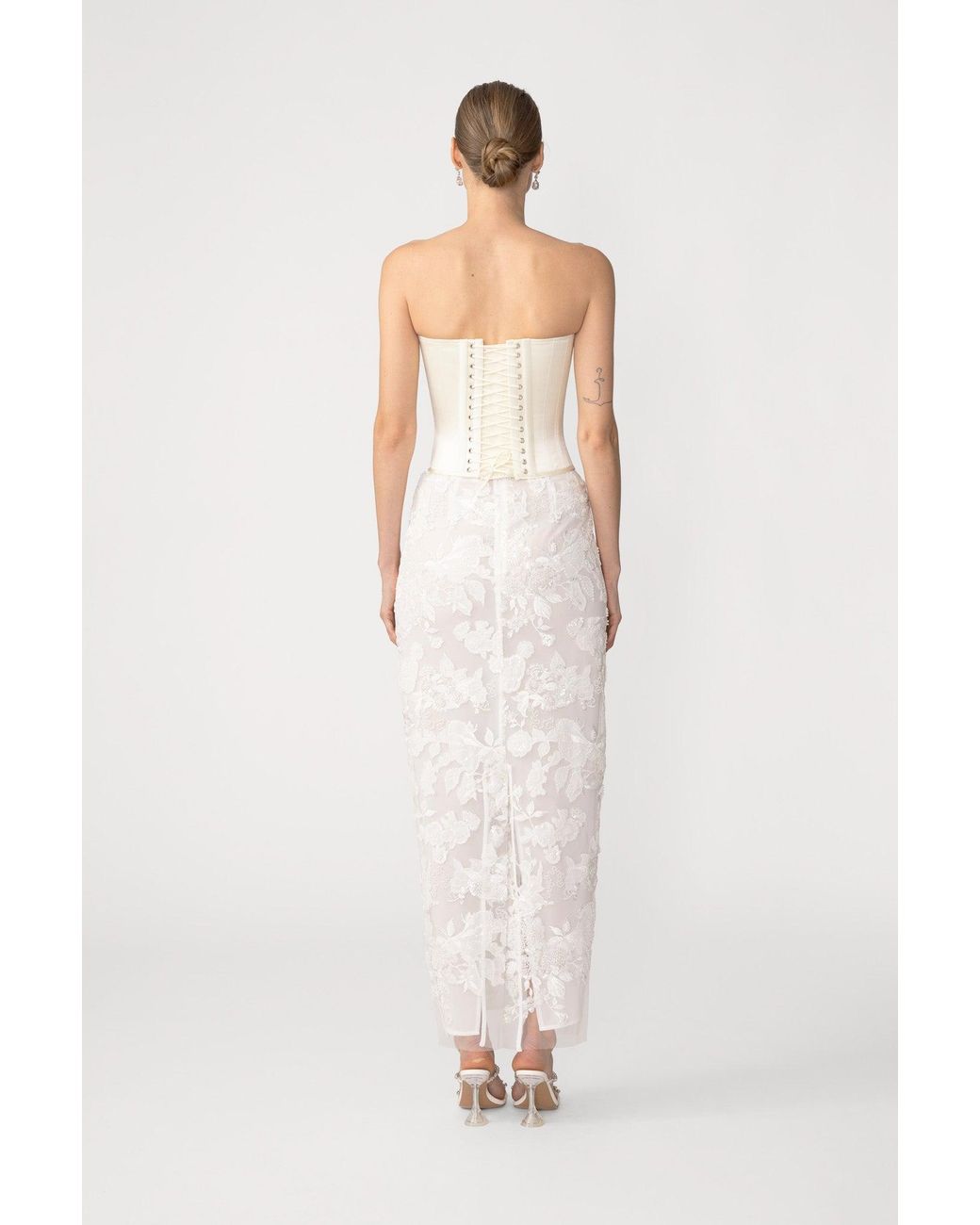 SAU LEE White Arielle Embroidered Skirt