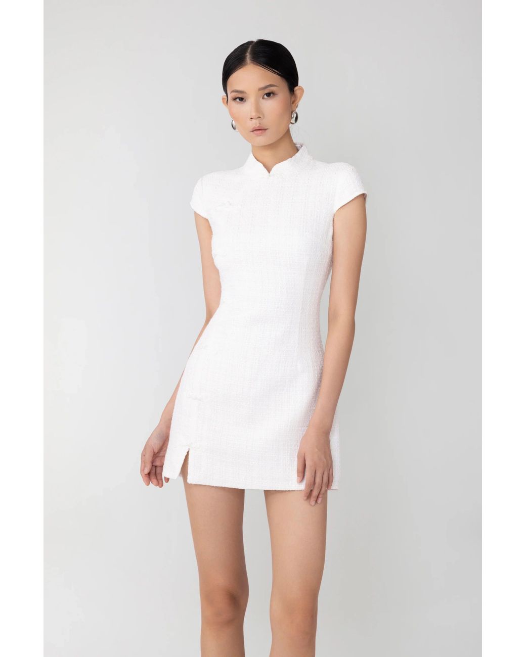 SAU LEE White Natasha Tweed Mini Dress