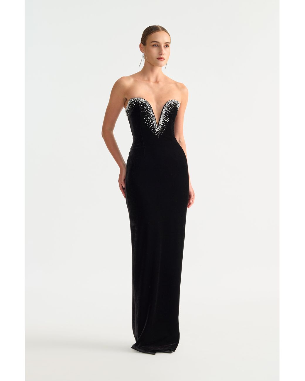 SAU LEE Black Lavinia Velvet Gown