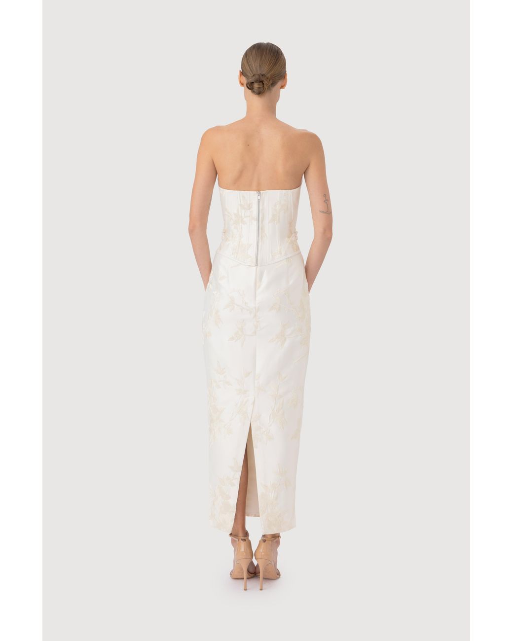 SAU LEE White Sutton Embroidered Corset Top