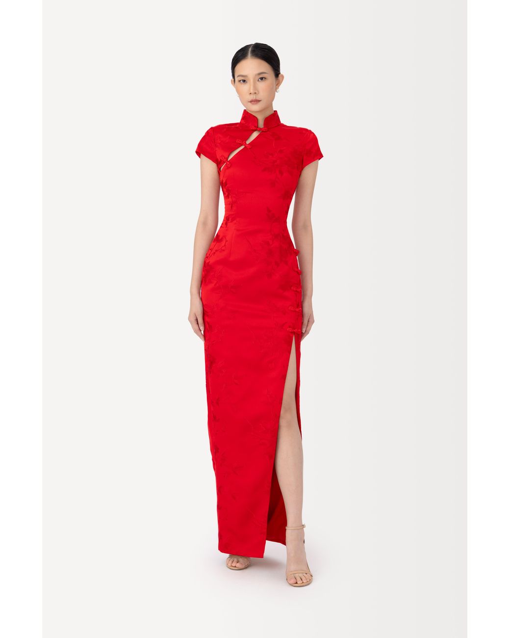 SAU LEE Isabella Embroidered Gown