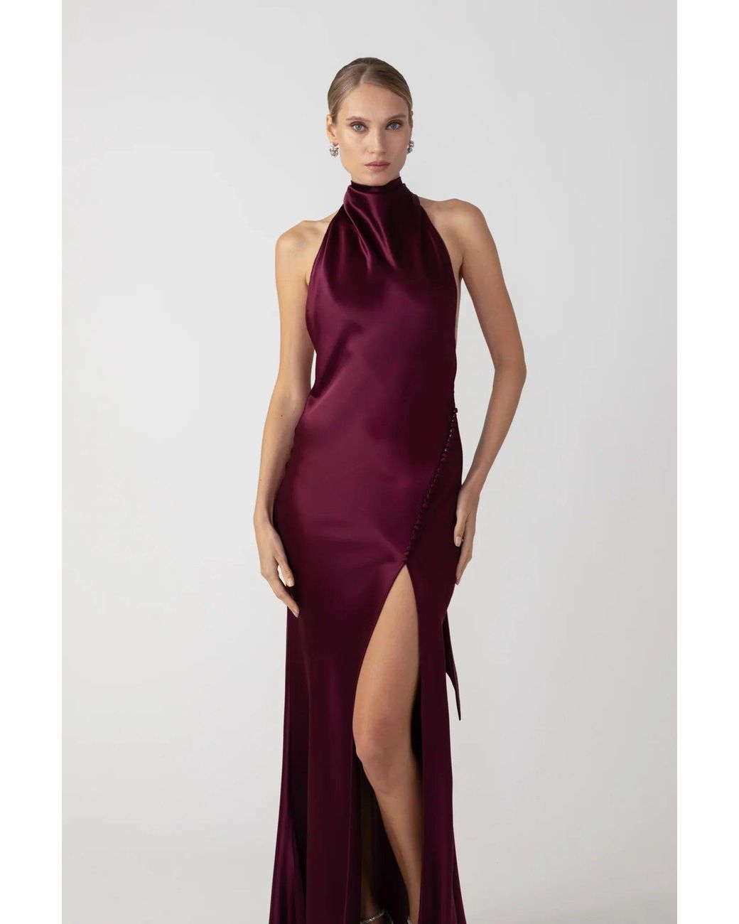 SAU LEE Red Penelope Backless Satin Gown