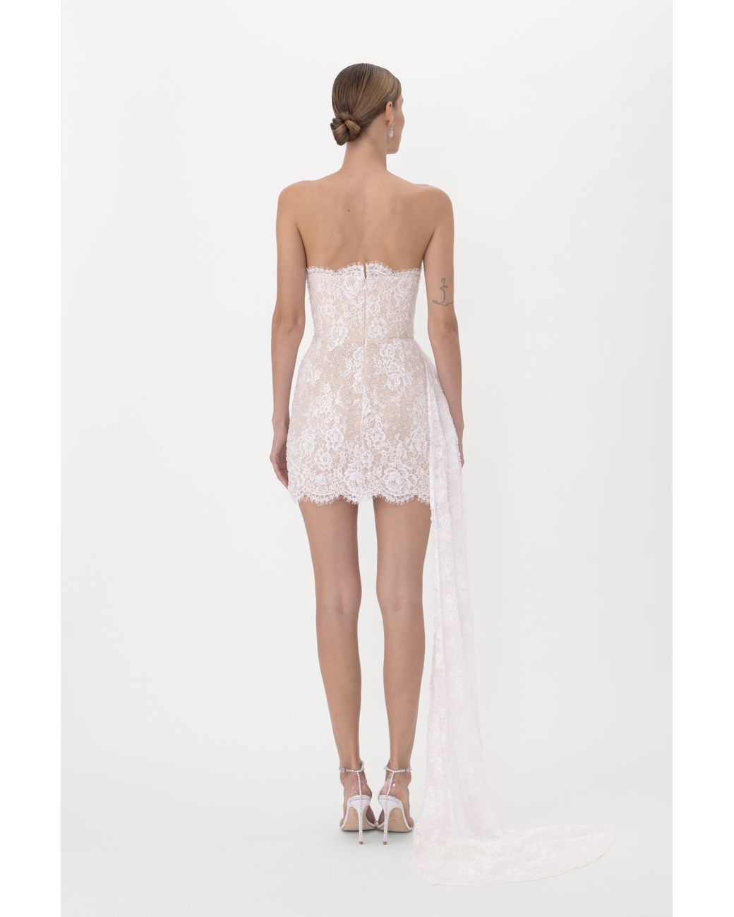 SAU LEE White Amelita Lace Mini Dress