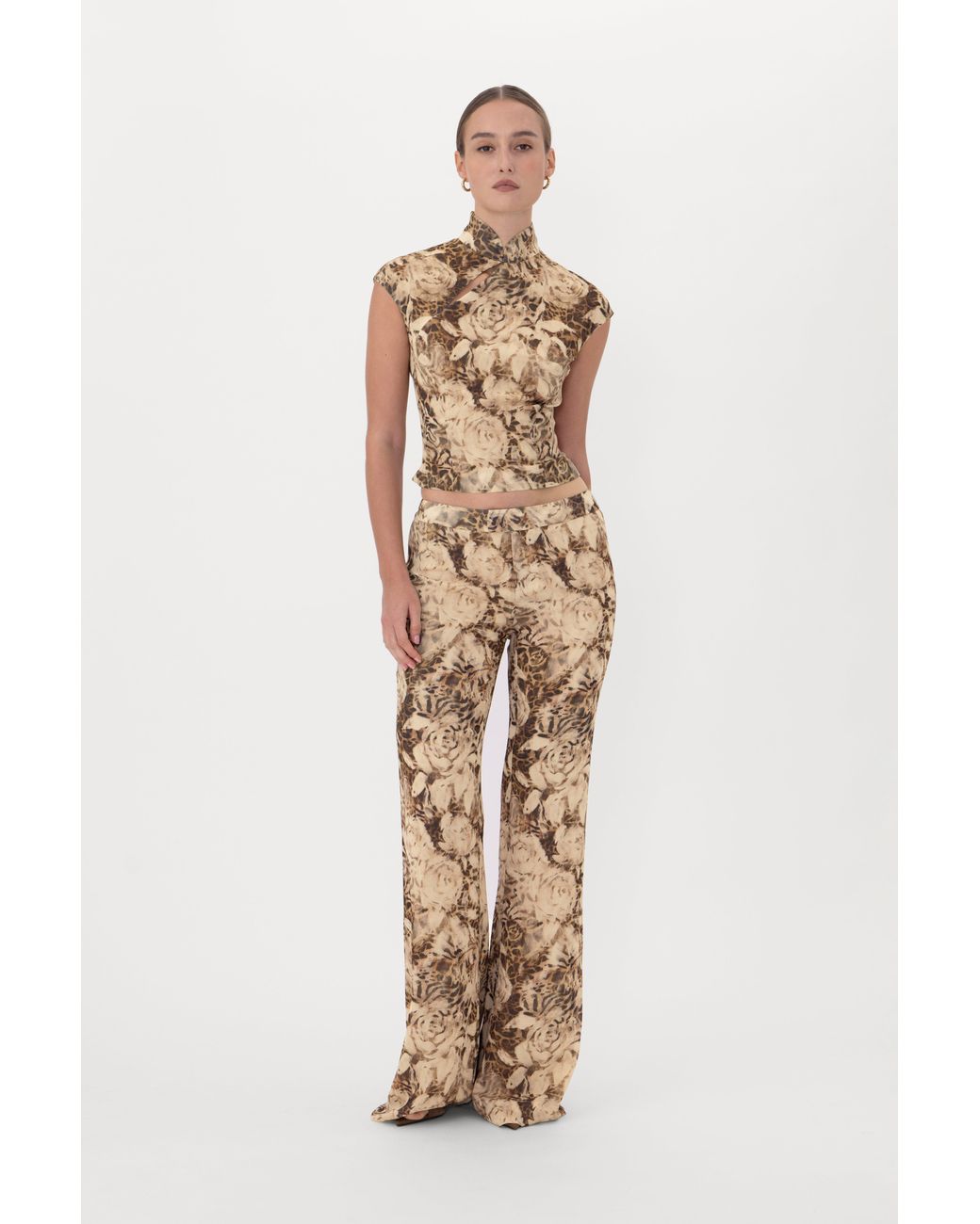 SAU LEE Natural Astrid Chiffon Pant