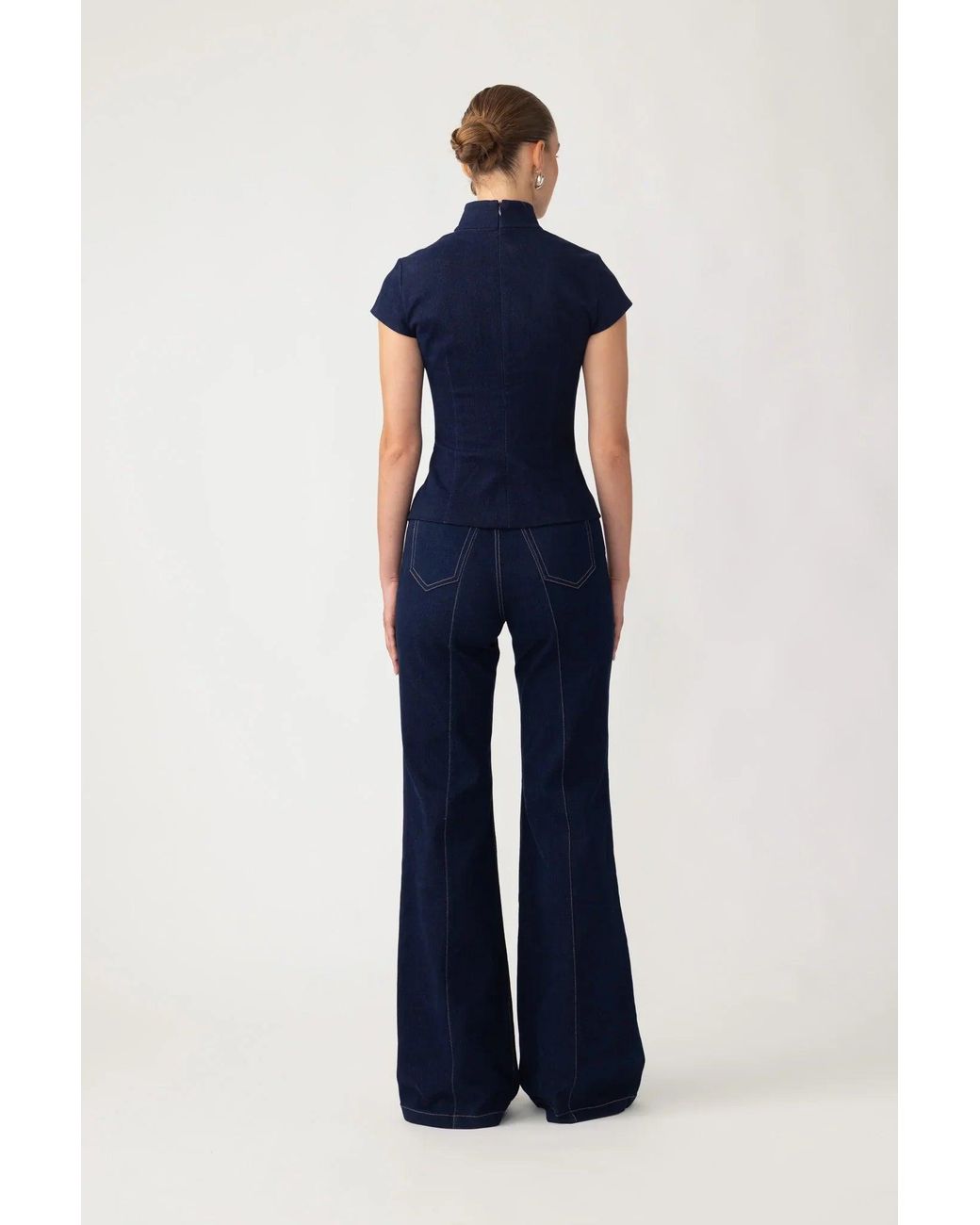 SAU LEE Blue Iris Denim Top
