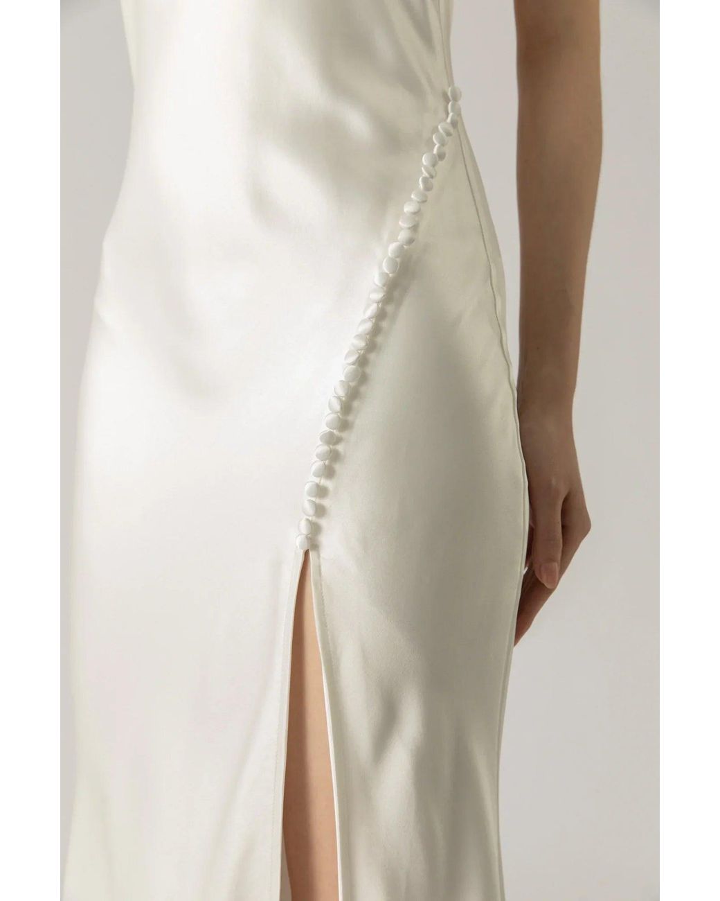 SAU LEE Natural Penelope Backless Satin Gown