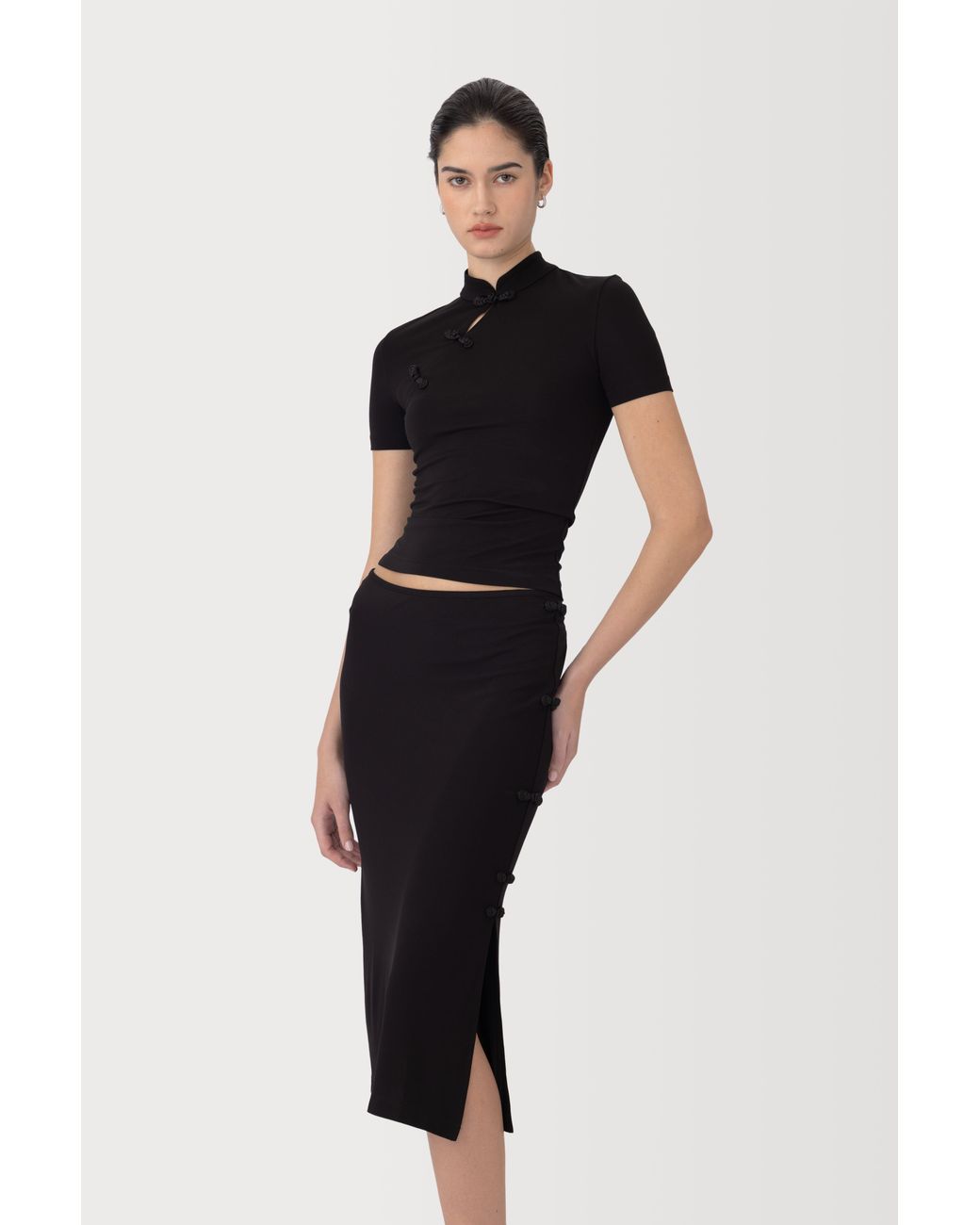SAU LEE Black Timo Jersey Top