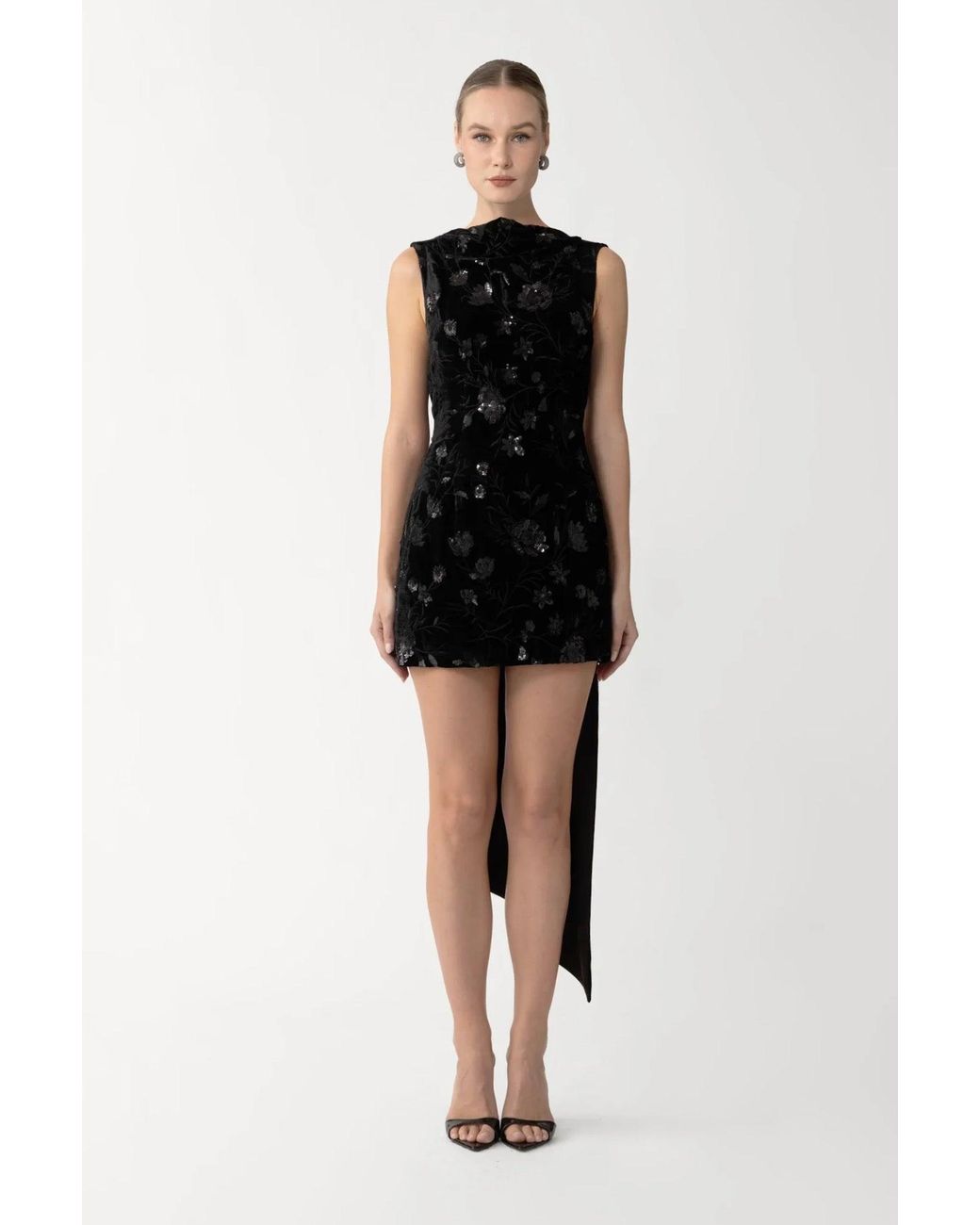 SAU LEE Black Winter Velvet Mini Dress