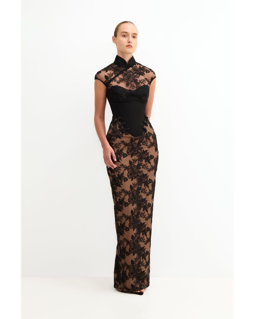 SAU LEE Multicolor Emilia Lace Gown