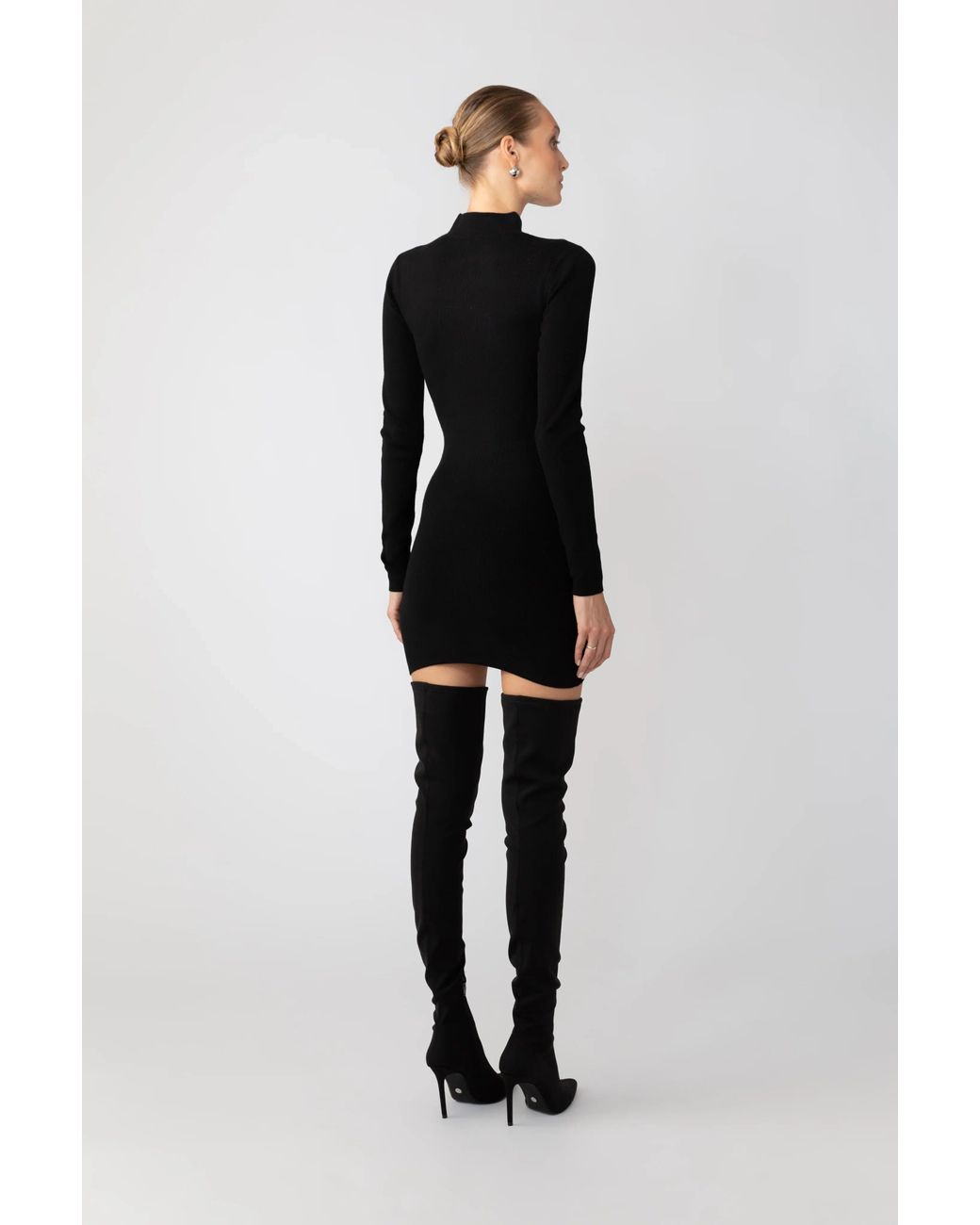 SAU LEE Black Dakota Knit Mini Dress